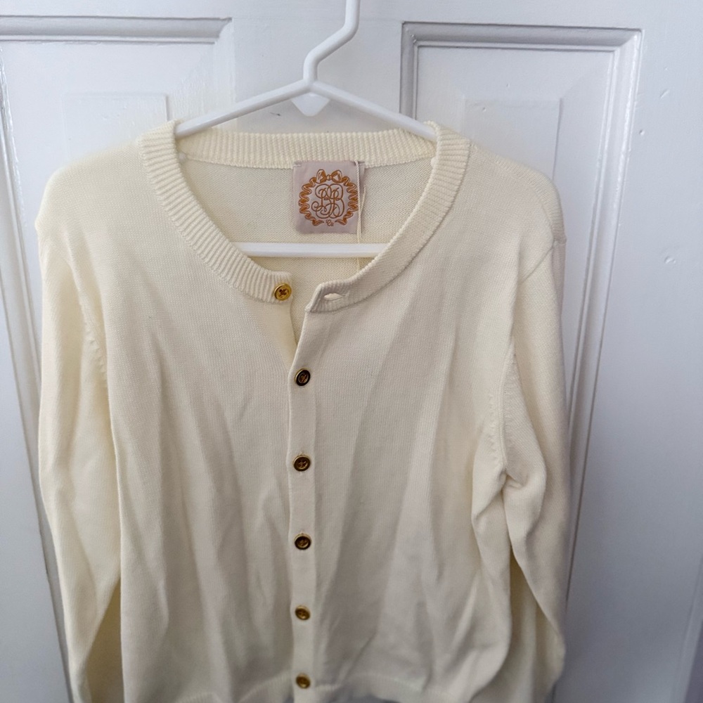 Cream Button-Up Girls Sweater